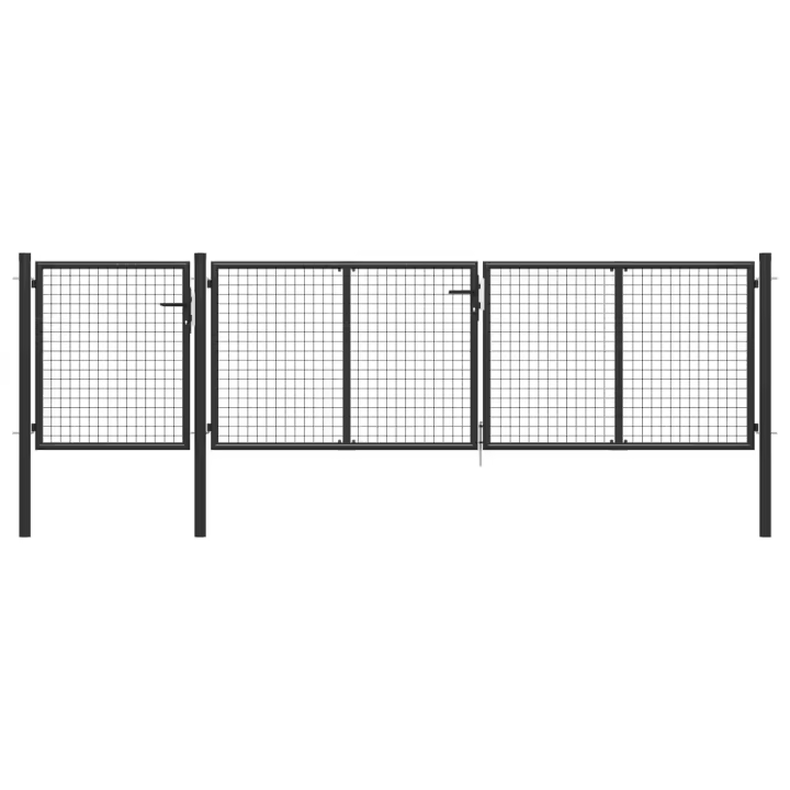 vidaXL Puerta de jardín de acero gris antracita 400x100 cm - 1