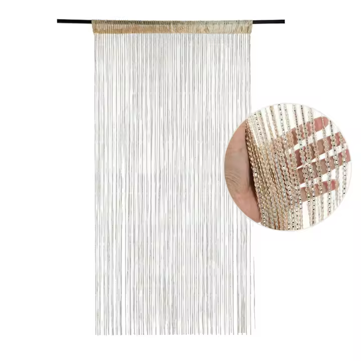 Cortina De Puerta De Perlas 1x2M Trenzado Con Borlas Divisor De Habitación Decoración De Casa Y Boda Cortina De Ventana Vertical Material Plástico Estilo Romano - 1