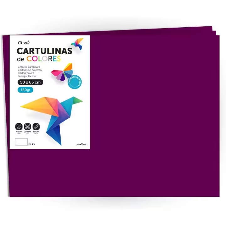 Pack 10 Cartulinas Color Rojo Tamaño 50X65 180g - 1