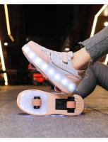 Zapatillas De Rodilleras Para Niños Y Niñas Con Luces LED Rosa Moda Zapatos Rollers Para Niños Y Niñas Transpirables De Cuero Con Almohadilla De Algodón Para Todas Las Estaciones - details 14