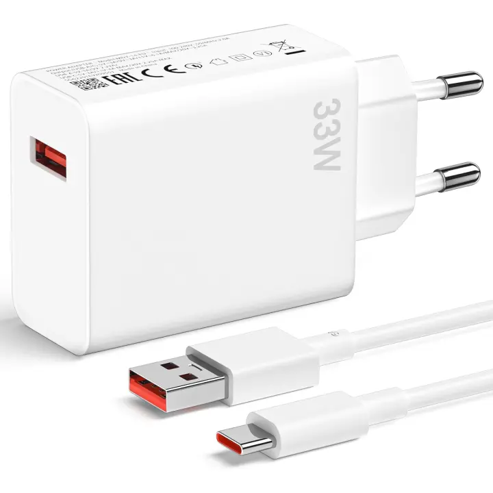 Cargador Rápido 33W Turbo para Xiaomi POCO X3 Pro/POCO F3/POCO M4 Pro/POCO M5s/Mi Pad 5/Redmi Note 12 Adaptador de Carga USB Tipo-C Compatible con Smartphones Fabricado en China - 1