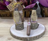 Lote de 10 miniaturas de bebida de 5 cl con chocolate en bolsa de regalo con lazo - Regalos originales para invitados de boda, aniversarios, comuniones, bautizos, cumpleaños, despedidas de soltero/soltera - details 5