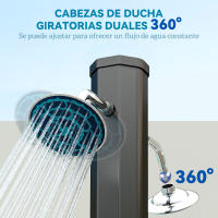 Outsunny Ducha de Jardín Solar 35 L Ducha Solar Exterior con 2 Cabezales Giratorios Grifos de Pies y Agua Caliente Máximo 55 °C para Piscina Camping Patio 73x18x217 cm Negro - details 4