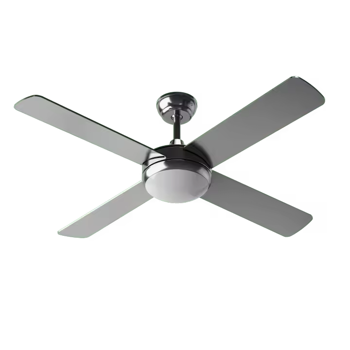 EVVO Ventilador de techo con luz y mando V516 Steel, silencioso, Ø132cm, acabado acero, 4 aspas, 3 velocidades, 65W, temporizador - 1