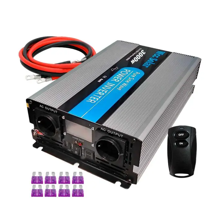Plusenergy - Inversor solar 5000w 12v Onda pura LCD + Mando + Cables WccSol - 1