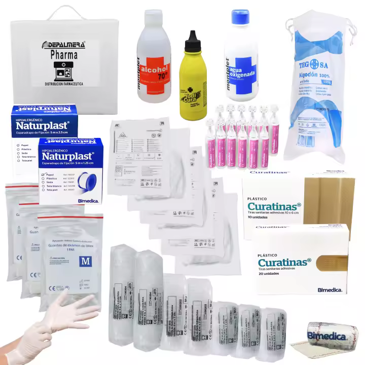 DEPALMERA Pharma✮ Botiquin Primeros Auxilios Homologado, Repositorio Botiquin Para Armario Maletin, Accesorios Para un Botiquin, Mutua, Hogar, Pared, Casa, Empresa,Kit Reposicion  en Caja. - 1