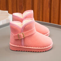 Botas De Nieve Para Niños Y Niñas Con Hebilla Y Peluche Grueso Color Sólido Botas Cortas De Tobillo Flexibles Y Cálidas Para Hombres Y Mujeres Tallas 23-36 - details 6