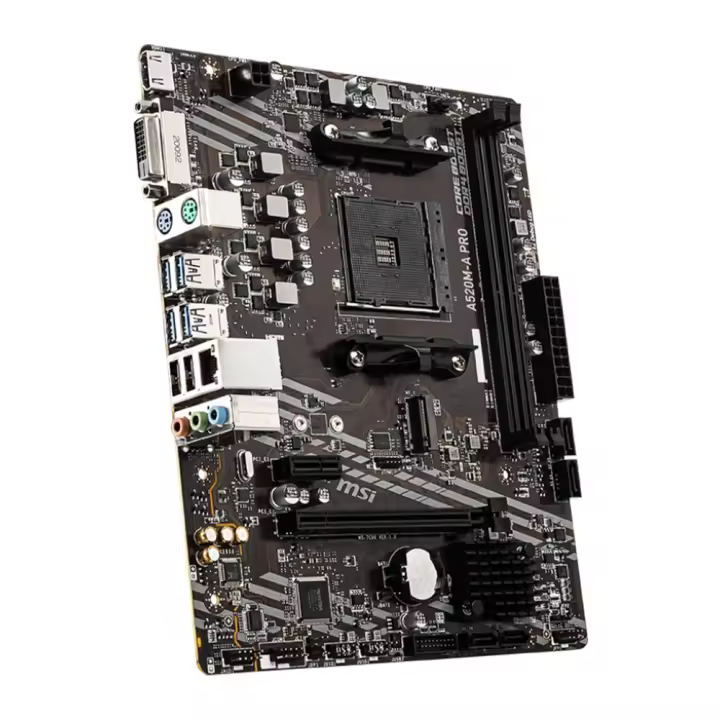 Placa Base MSI A520M a pro Para AMD Socket AM4 DDR4 M.2 USB3.2 Gen2 Audio Boost 4K Ultra HD Compatible Con Ryzen 5000 Series-R5 - 1