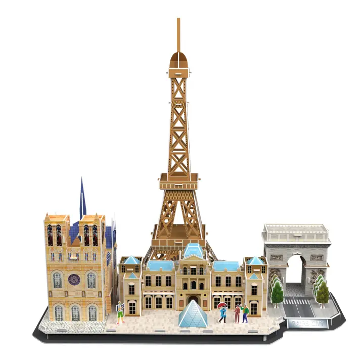 DAM. Puzle 3D de cartón de la ciudad de París con luces LED. 104 piezas. 40x28x39cm. - 1