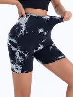 Shorts De Gimnasio Para Mujer Con Diseño De Tie Dye Y Cintura Elástica Ancha Sin Costuras De Alta Cintura Leggings De Deporte - details 1