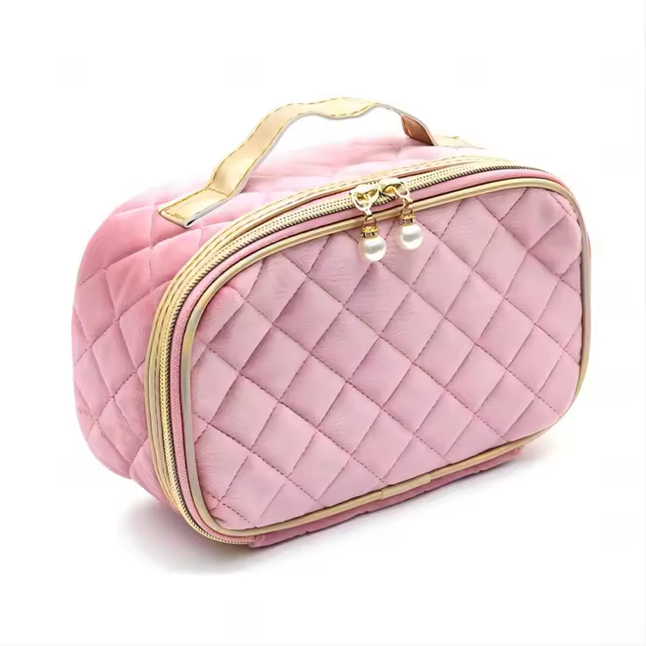 Verde Bolsa de Cosméticos de Terciopelo Dorado Elegante y Moderna - 1