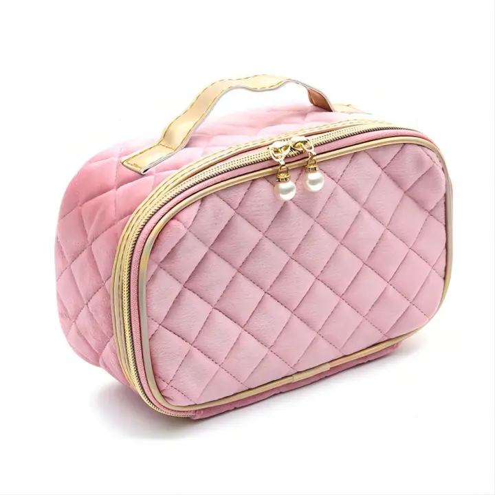 Verde Bolsa de Cosméticos de Terciopelo Dorado Elegante y Moderna - 1