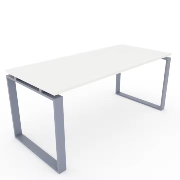 OFICIT Mesa de Oficina Moderna con Tablero de Madera Blanco y Estructura Gris Plata - 1