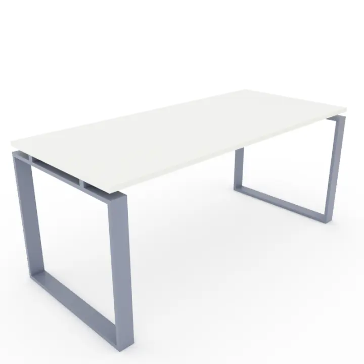 OFICIT Mesa de Oficina Moderna con Tablero de Madera Blanco y Estructura Gris Plata - 1