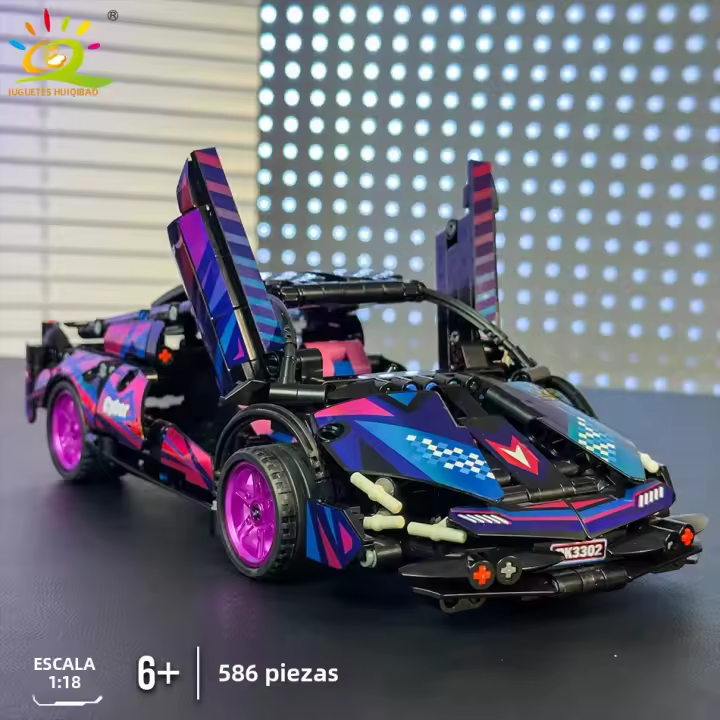 HUIQIBAO High-Tech Bloque De Construcción De Carreras Super 586PCS 1/18 Con Retroceso Vehículo MOC Juguete De Construcción Para Niños - 1