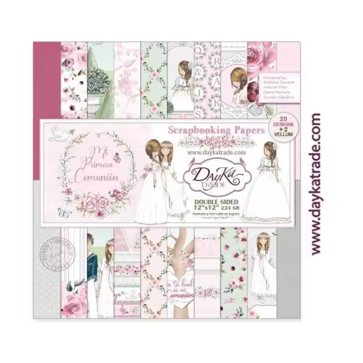 DAYKA TRADE                         PAPEL SCRAP COMUNION NIÑA 2021 20+2 30x30 CM - 1