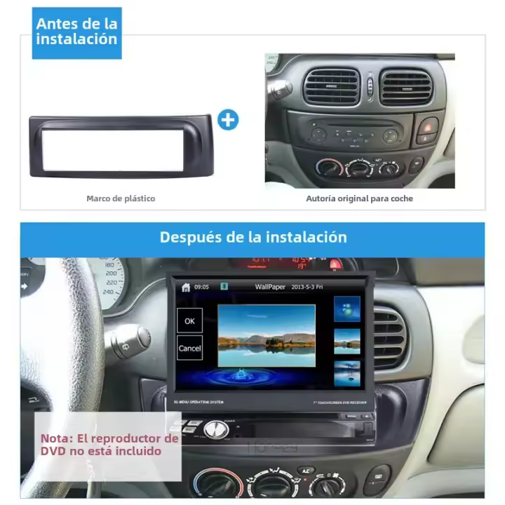 Kit De Instalación De Estéreo Para RENAULT Megane I 1996-2002 Y Scenic 2003 Fascia 1 Din En ABS Negro Panel De Montaje Para Radio CD GPS DVD - 1