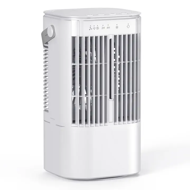 PORCHEDDU Aire Acondicionado Portatil, 4 en 1 Mini Enfriador de Aire with Depósito 900ml, 4 Velocidades de Ventilador, 2 Modos de Nebulización, Oscilación de 90 °, Colores Luces, Temporizador, para Oficina Hogar - 1