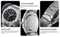 Reloj De Hombre SAPPHERO Oro Rosa Lujo Acero Inoxidable Resistente Al Agua Moda Deportiva Calendario Luminoso Regalo Elegante - details 5