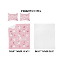 Juego De Cama Navideño 3 Piezas Con Estampado De Santa Rosa Y Rosas En Color Rosa Suave Y Cómodo Conjunto De Edredón Y Almohadas - details 7