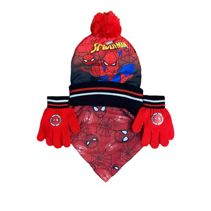 SPIDERMAN Set gorro, braga cuello y guantes para abrigar a tus niños con su personaje favorito. Recomendado 2 a 6 años. - 1
