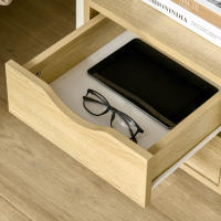 HOMCOM Mesa Auxiliar con 2 Cajones y Estantes de Almacenamiento Mesita de Noche con Marco de Metal para Salón Dormitorio 40x35x49 cm Natural - details 5