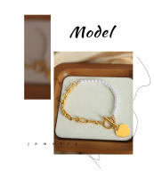 Encanto Pulseras de corazón de amor de acero inoxidable, pulsera con hebilla OT para mujer, cadena de eslabones de muñeca ajustable geométrica Vintage para mujeres y niñas - details 0
