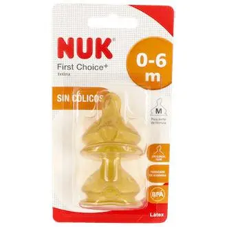 Nuk Tetina Látex Boca Ancha T1 Orificio M 2Uds - 1