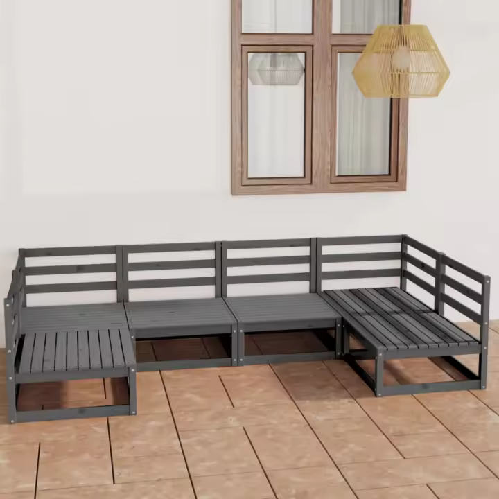 vidaXL Juego de muebles de jardín 6 piezas madera maciza de pino - 1