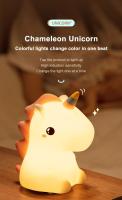 Lámpara Nocturna De Silicona Unicornio Para Niños Luz LED Recargable Por USB Decoración De Habitación Animal Cartoon Lámpara Táctil Para Regalos - details 3