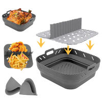 Cesta De Silicona Para Air Fryer Forma Cuadrada Reutilizable Plegable Libre De BPA Moldes De Hornear Accesorios Para AirFryer - details 0