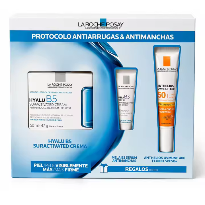 La Roche Posay Hyalu B5 Suractivated Crema 50 ml + Regalo Mela B3 Sérum 3 ml y Anthelios Uvmune 400 Fluido Spf50+ 15 ml Pack - 1