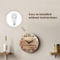 Reloj de madera sin marco de 25 cm with Movimiento de cuarzo Silencioso, rústico de Nogal para decoración de cocina, dormitorio y sala de estar, color marrón. - details 3