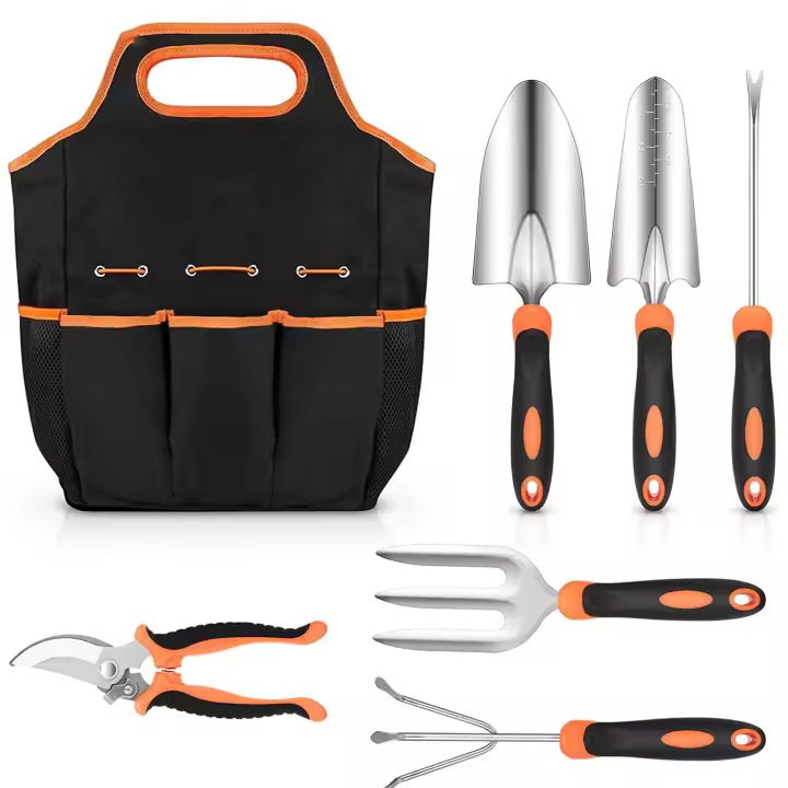Juego de herramientas de jardinería de acero inoxidable para podar y cortar césped, guantes y tijeras. - 1