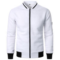 Chaqueta De Manga Larga Para Hombre Con Cuello Erguido Y Cremallera Estilo Casual Chaqueta De Patoche Con Patrón Cuadriculado - details 7