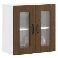vidaXL Armario pared cocina puerta de cristal Kalmar roble marrón en color Marrón roble/Roble artisan/Blanco brillante y más | almacenamiento funcional diseño moderno para baño dormitorio sala - details 0