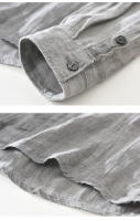 Camisa De Lino 100% Para Hombre Diseño Vintage Con Mangas Largas Cuello En V Casual Botones Ocultos Moda Moderna Para Oficina Y Uso Diario - details 12