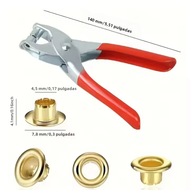 Juego De Herramientas Para Ojales Y Ojillos 1/4 Pulgada Con 30 Piezas De Ojales Metálicos Para Cuero Y Telas Herramienta De Perforación De Agujeros - 1