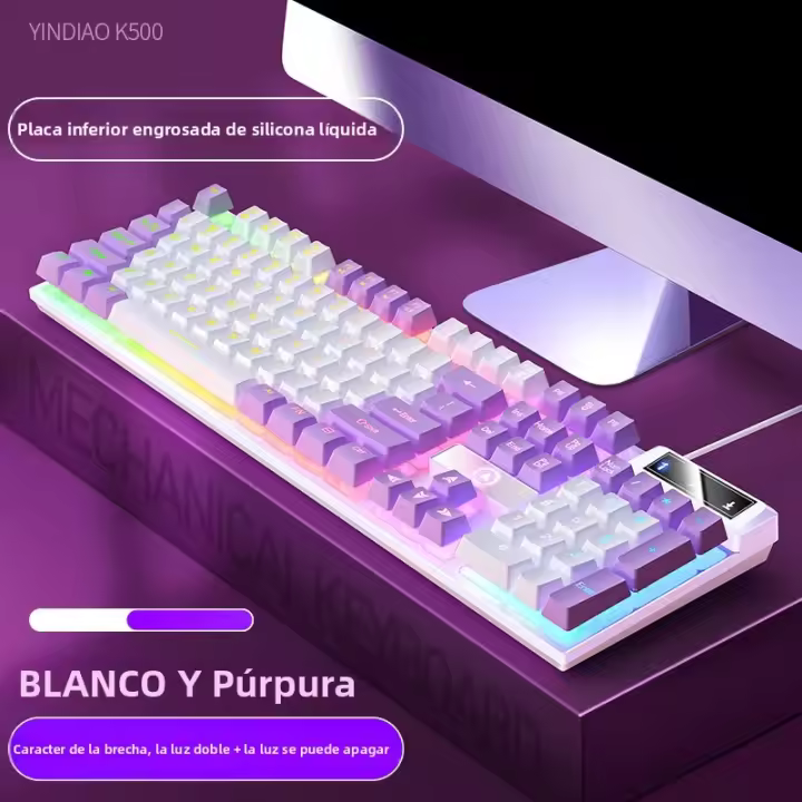 Teclado De Juego 104 Teclas Con Retroiluminación Colorida Teclado Cableado Sentido Mecánico Para Computadora Periféricos E-sports Para Desktop Laptop - 1