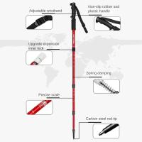 Palo De Caminar Ajustable Antideslizante Para Senderismo Montañismo Camping Buceo Poles De Norge 4 Uniones Manija De Goma Punta De Acero Y Carbono Material De Aluminio - details 5