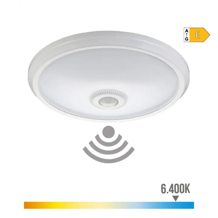 APLIQUE LED DE SUPERFICIE CON SENSOR Y LUZ DE EMERGENCIA IP20 16W 30 LEDS 6400K EDM - 1
