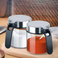 Juego De Almacenamiento De Condimentos En Vidrio Con Tapa De Acero Inoxidable Y Cuchara Botella De Mantequilla Ecológica Para Cocina Caja De Especias - details 3