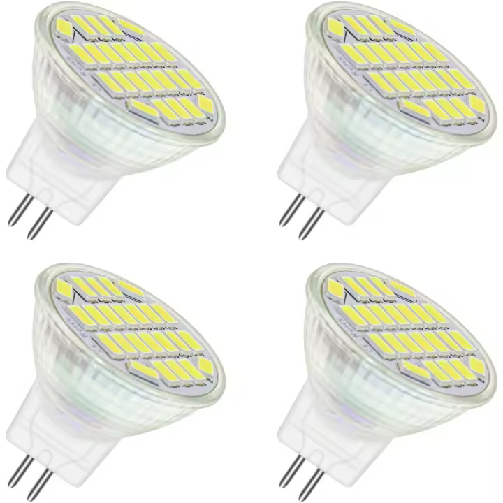 Foco LED GU4 MR11 de 12 V, 4 W, blanco frío 6000 K, 120°, 35 mm, equivalente a halógeno MR11 de 35 W, CA CC 24 V, 12 V, GU4, para armario de cocina, caravana, no regulable, paquete de 4 [Clase energética A+] - 1