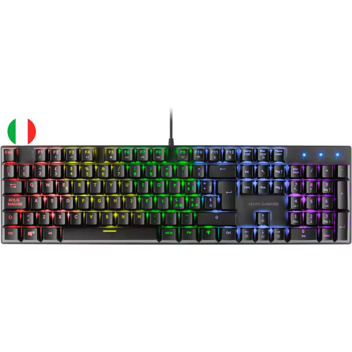 Mars gaming teclado mecanico rgb mk422 - tecnologia antipolvo - efectos de iluminacion rainbow - teclas ultra-resistentes - funciones multimedia y modo juego - pr de 1000hz - anti-ghosting avanzado - compatibilidad multiplataforma - color negro - 1