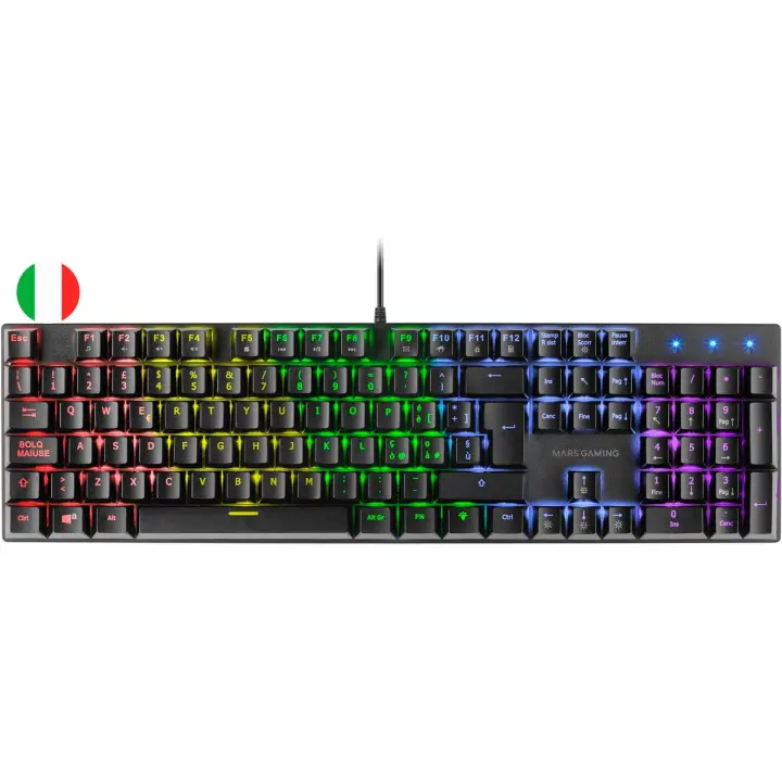 Mars gaming teclado mecanico rgb mk422 - tecnologia antipolvo - efectos de iluminacion rainbow - teclas ultra-resistentes - funciones multimedia y modo juego - pr de 1000hz - anti-ghosting avanzado - compatibilidad multiplataforma - color negro - 1