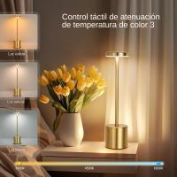Lámpara De Mesa LED Recargable Toque Metal Con Luz Nocturna Ambiental En Tres Colores Decoración Exterior Creativa Para Dormitorio - details 0