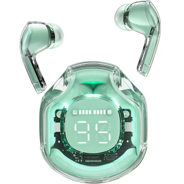 Auriculares inalámbricos transparentes with Pantalla LED y cancelación de ruido - Transparente y Verde - 1