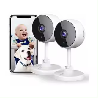 Cámara de seguridad WiFi de 2 piezas, cámara interior con monitor de bebé Wifi 1080P con 2 canales de audio, detección del cuerpo humano, visión nocturna, cámara de vigilancia doméstica para mascotas - 1