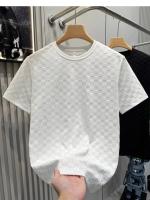 Camiseta De Hombre Elegante Y Lujosa a Cuadros Veraniega Con Mangas Cortas Estilo Casual Versátil De Terciopelo Suave Para Viajes - details 2