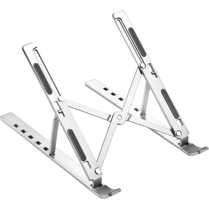 Adjustable Laptop Riser with Storage Bag, Non-Slip Silicone Pads, 6 Eye Levels, 10" to 15.6", Aluminum Stand, Foldable Laptop Holder - 1